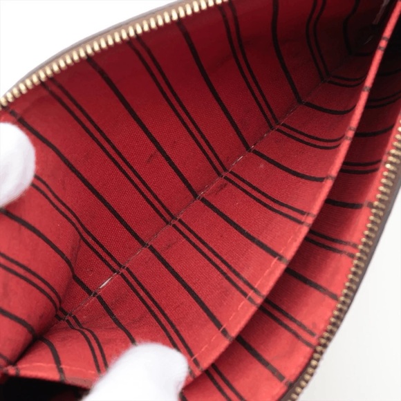 Authentic Louis Vuitton Neverfull MM damier ebene pouch red cherry lining - Picture 4 of 8